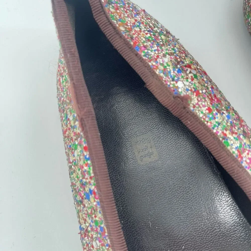 Smart Fit Girls Multicolor Glitter Slip-On Ballet Flats Size 4 Sparkly Shoes